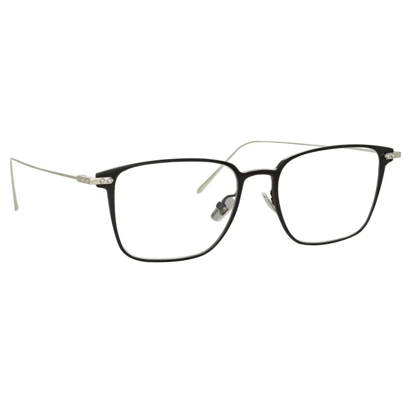 Willis Rectangular Optical Frame in Black and White Gold sold by Linda Farrow