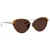 Song Cat Eye Sunglasses in Light Gold and Tortoiseshell sold by Linda Farrow