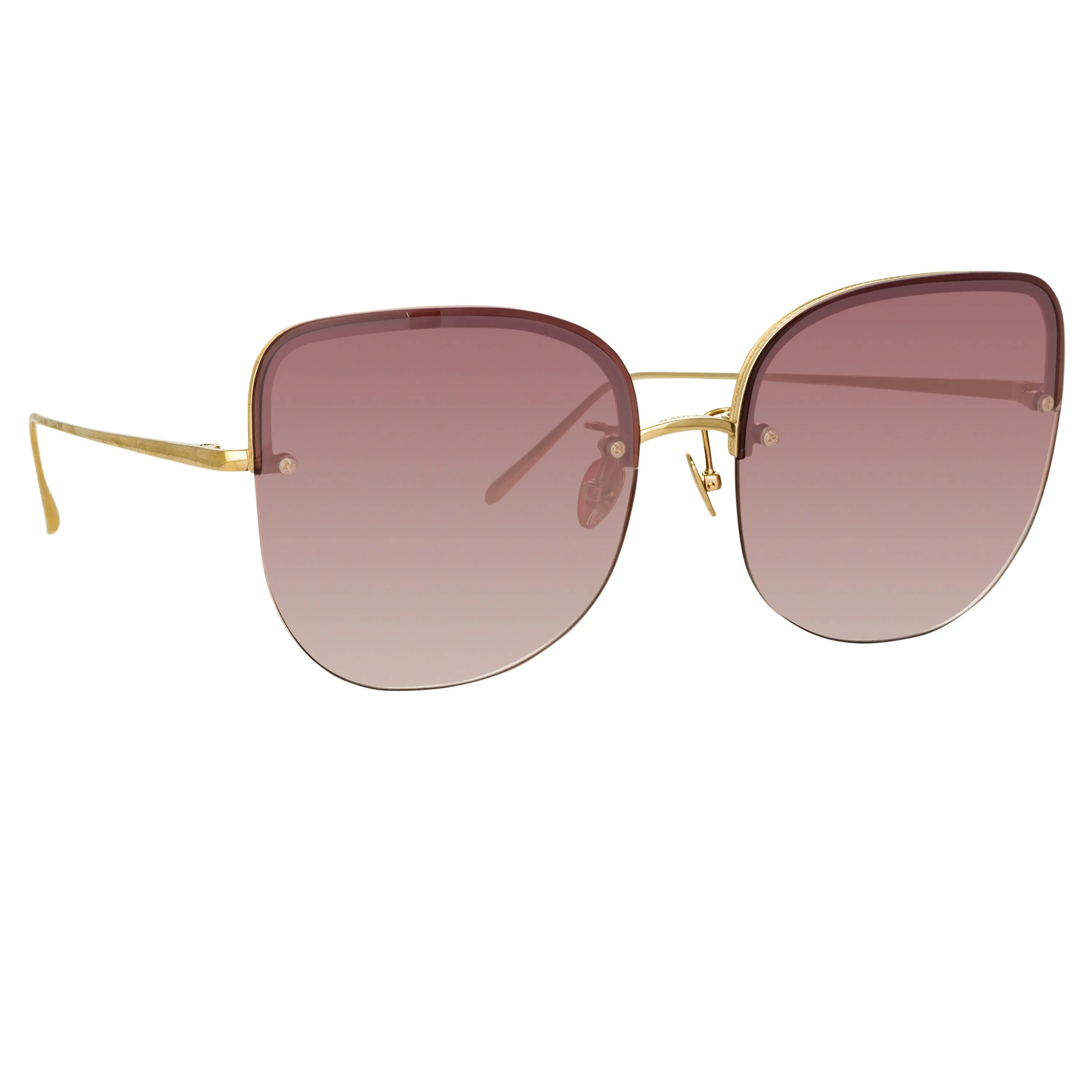 Loni Cat Eye Sunglasses in Light Gold and Burgundy sold by Linda Farrow product image thumbnail 3