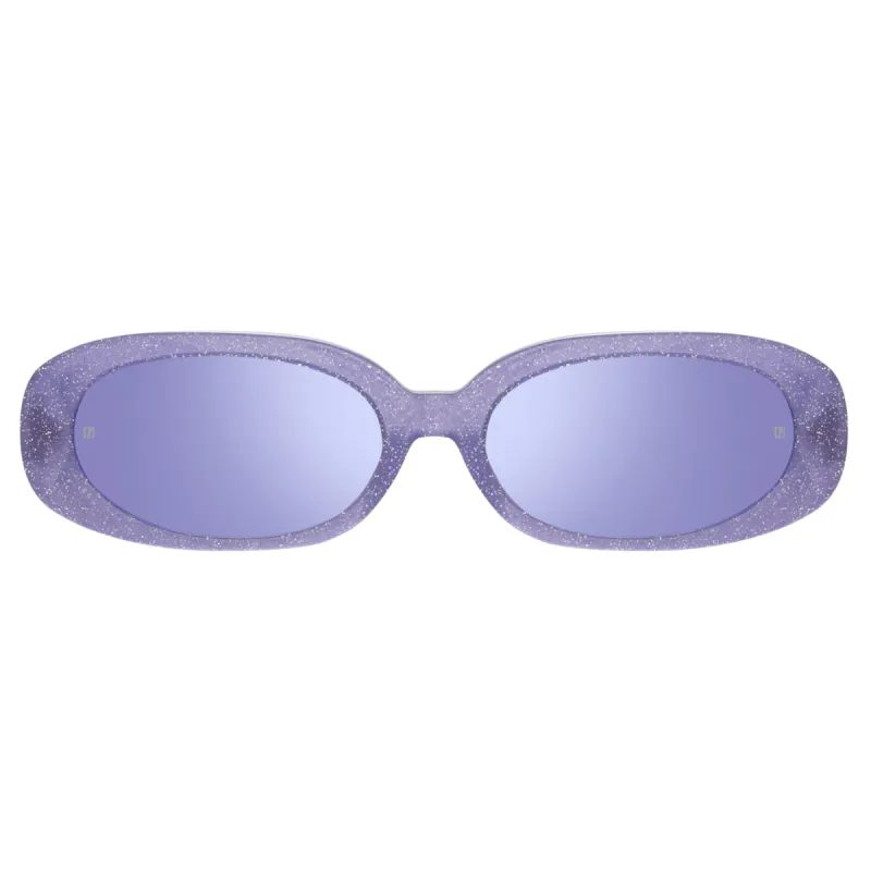 Cara Oval Sunglasses in Purple sold by Linda Farrow