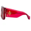The Attico Marfa Rectangular Sunglasses in Red sold by Linda Farrow