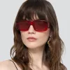 The Attico Marfa Rectangular Sunglasses in Red sold by Linda Farrow