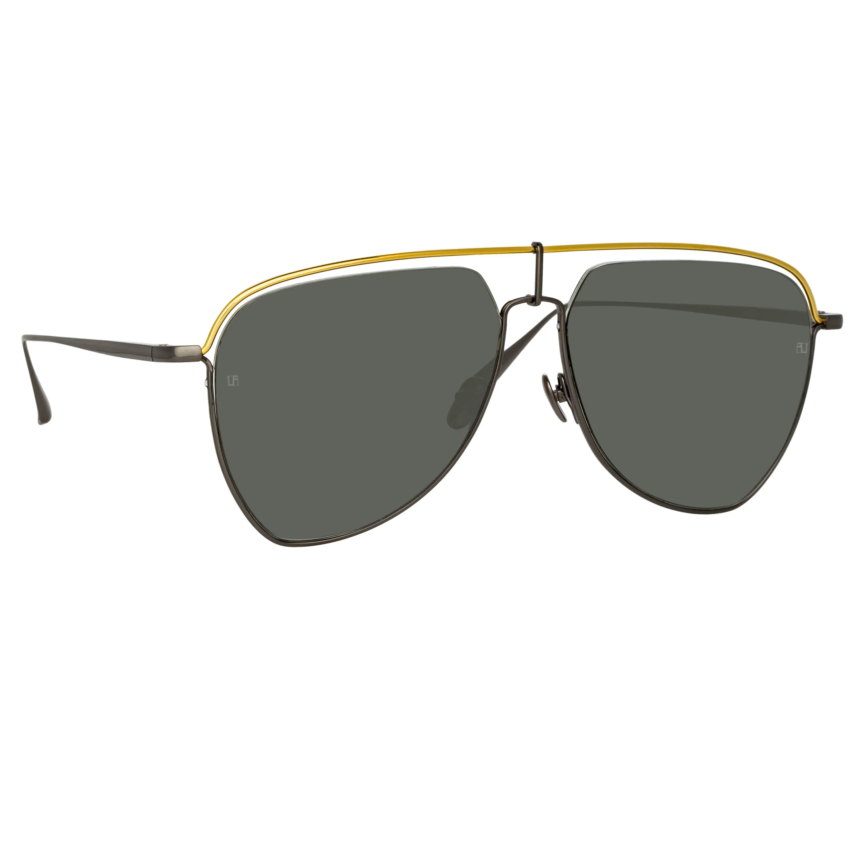 Alma Aviator Sunglasses in Nickel sold by Linda Farrow product image thumbnail 3