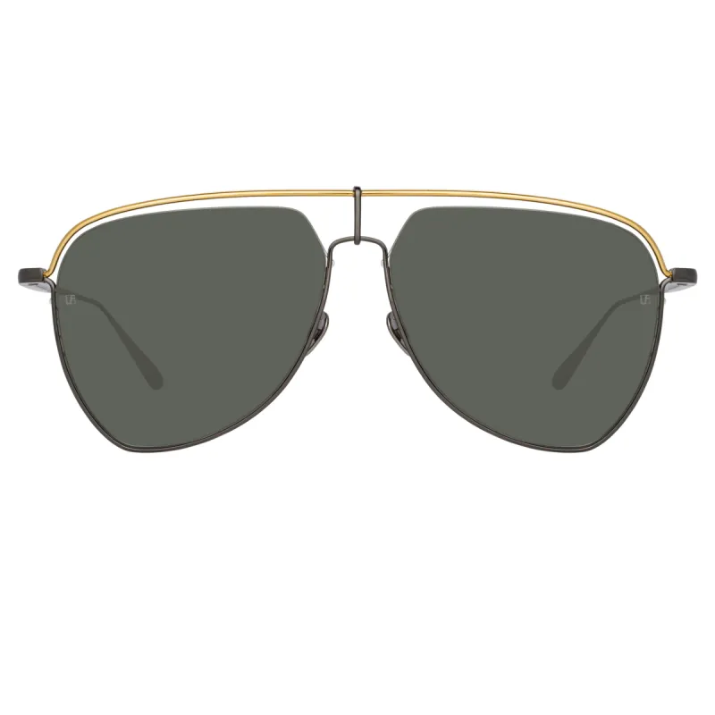 Alma Aviator Sunglasses in Nickel sold by Linda Farrow