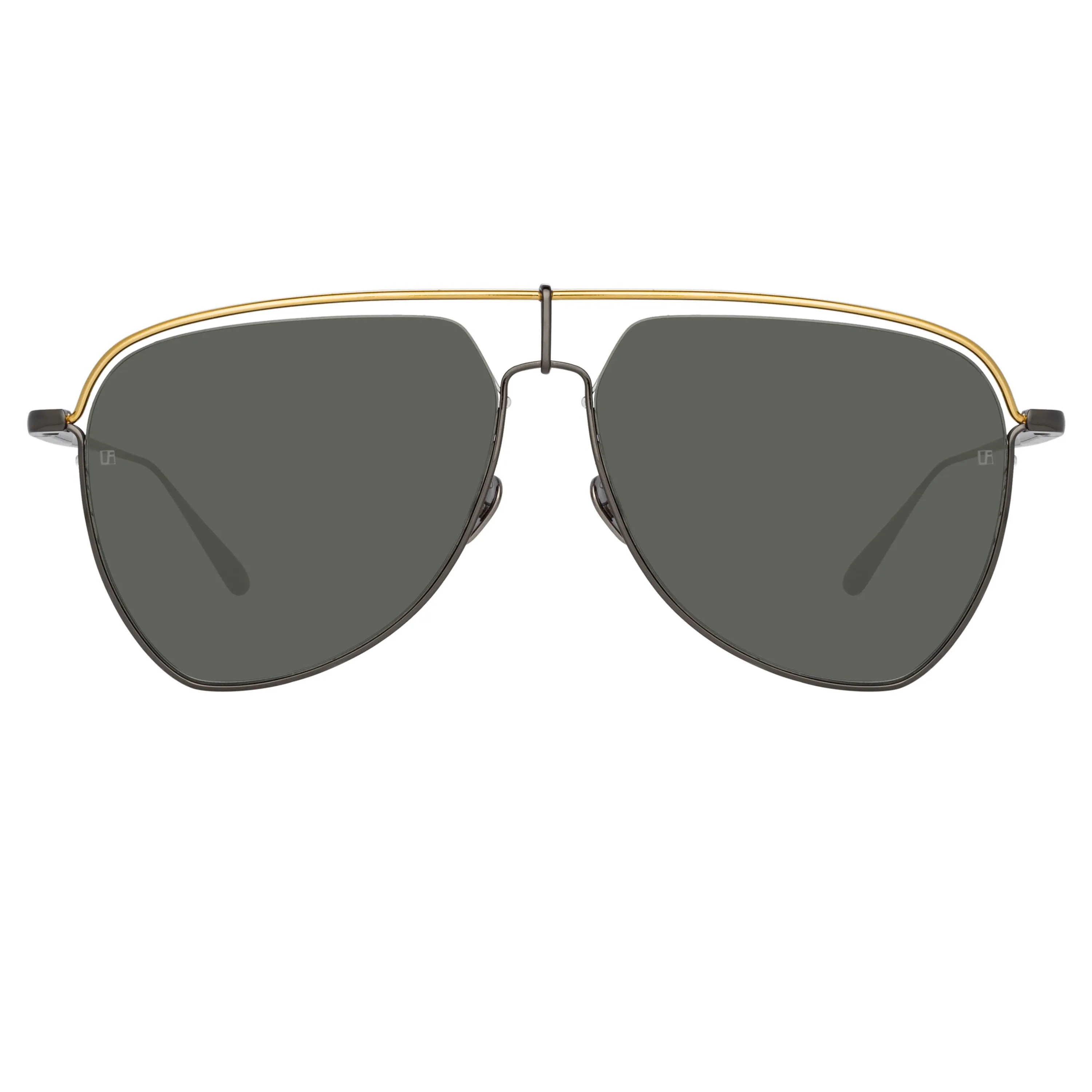 Alma Aviator Sunglasses in Nickel sold by Linda Farrow