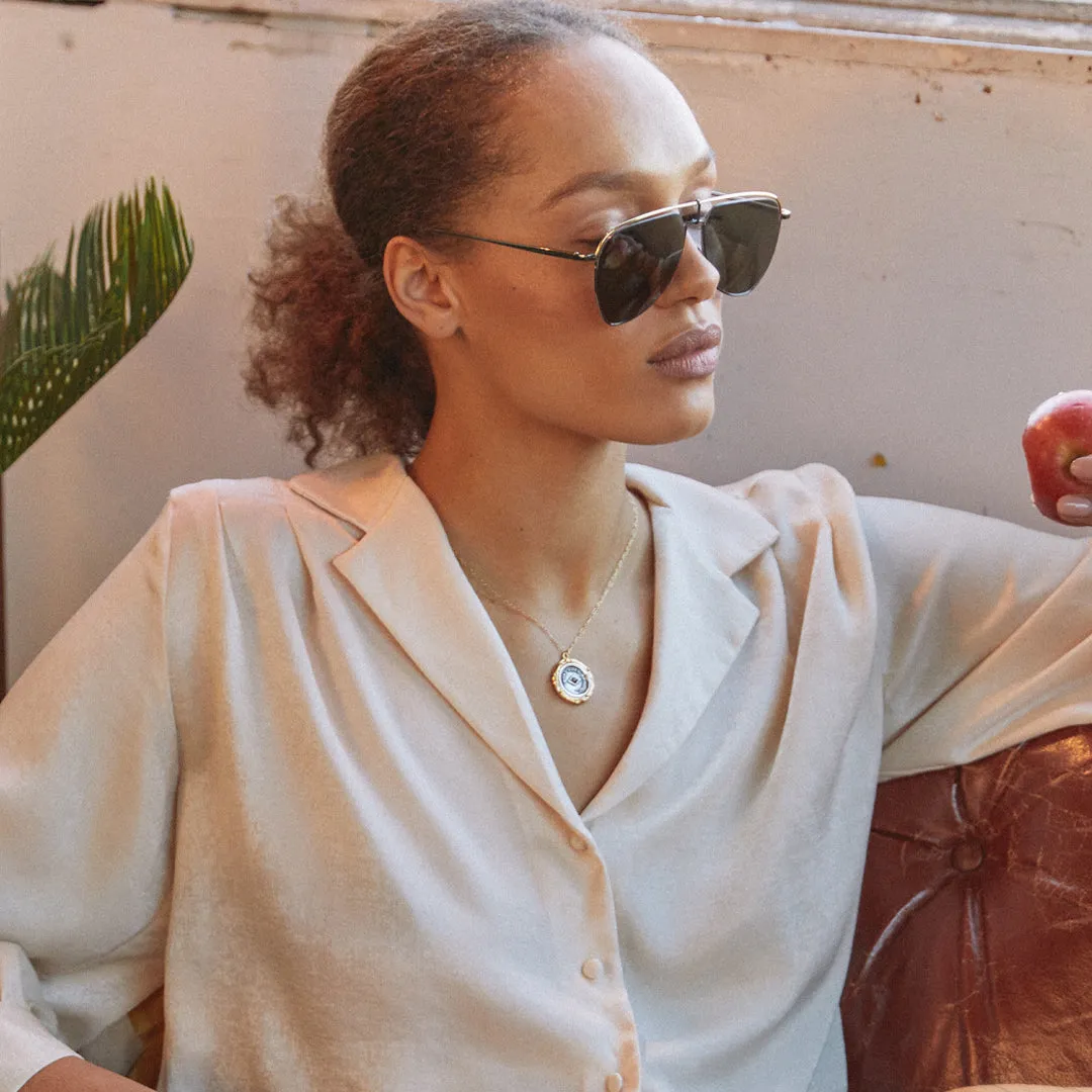 Alma Aviator Sunglasses in Nickel sold by Linda Farrow product image thumbnail 2