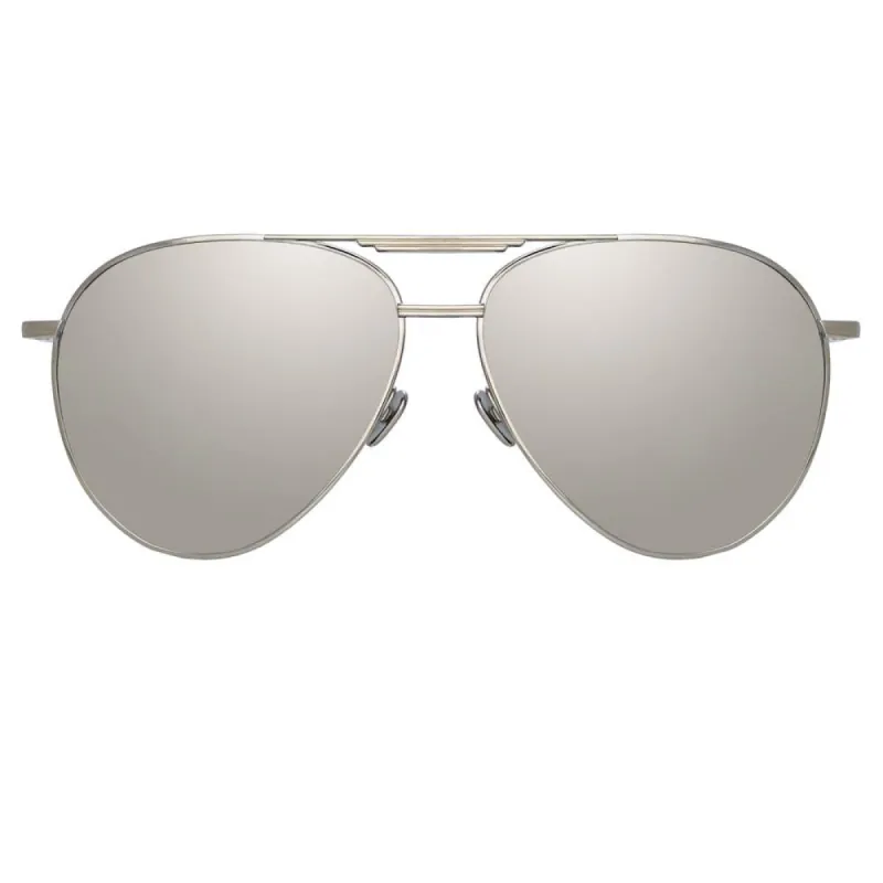 Carter Aviator Sunglasses in White Gold sold by Linda Farrow