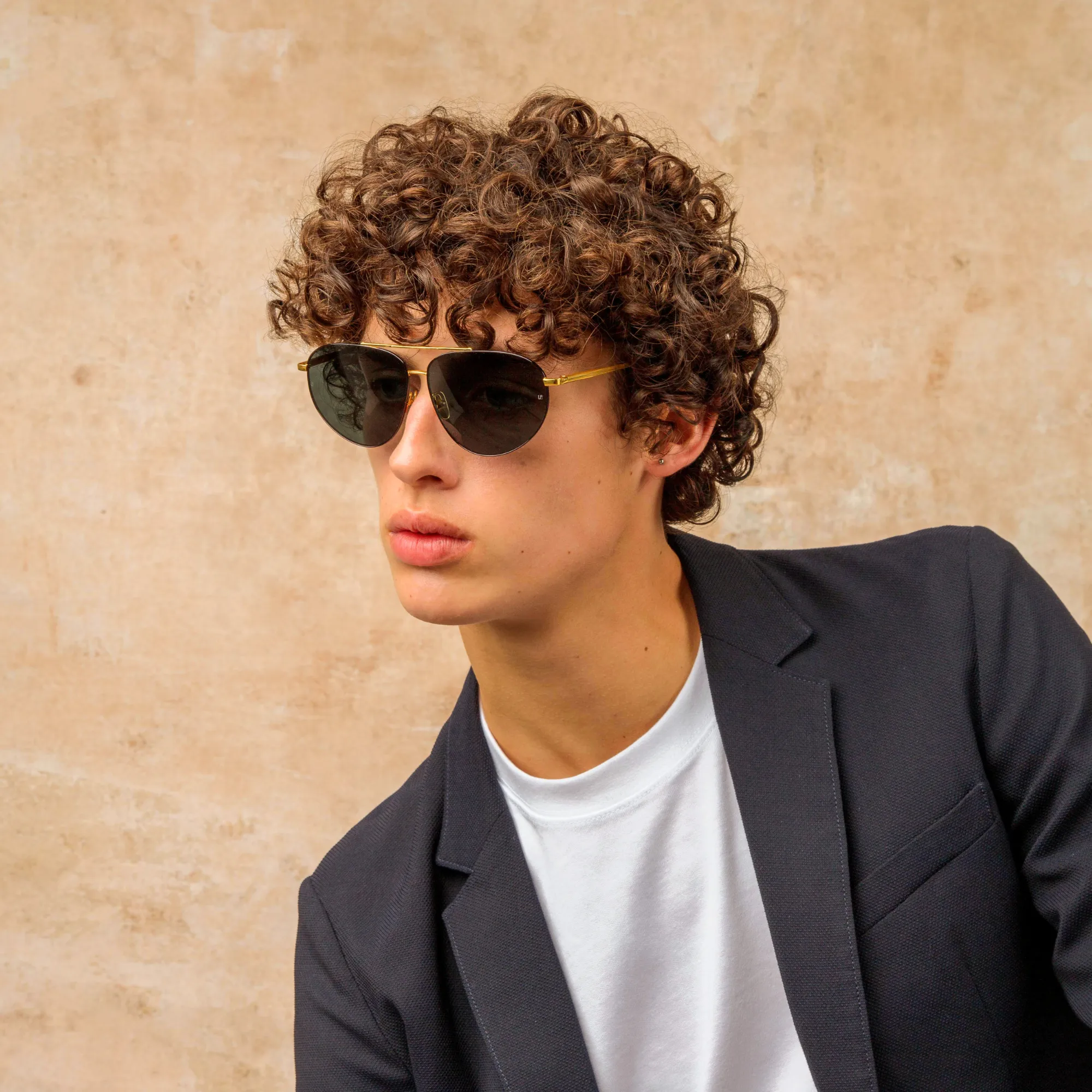Men's Gabriel Oversized Sunglasses in Yellow Gold sold by Linda Farrow