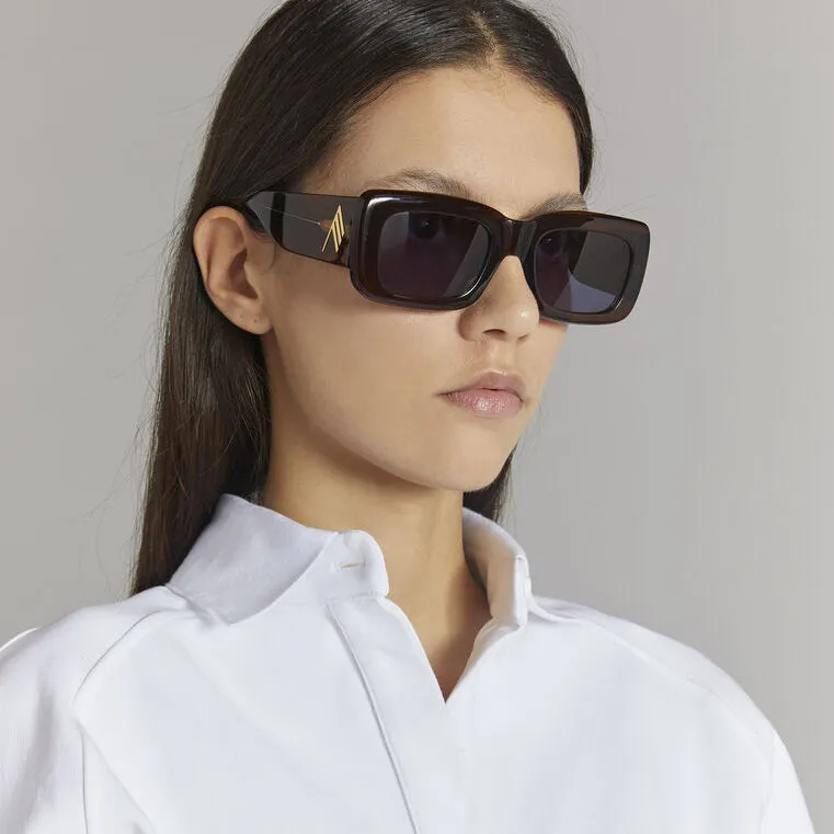 The Attico Marfa Rectangular Sunglasses in Brown sold by Linda Farrow product image thumbnail 3