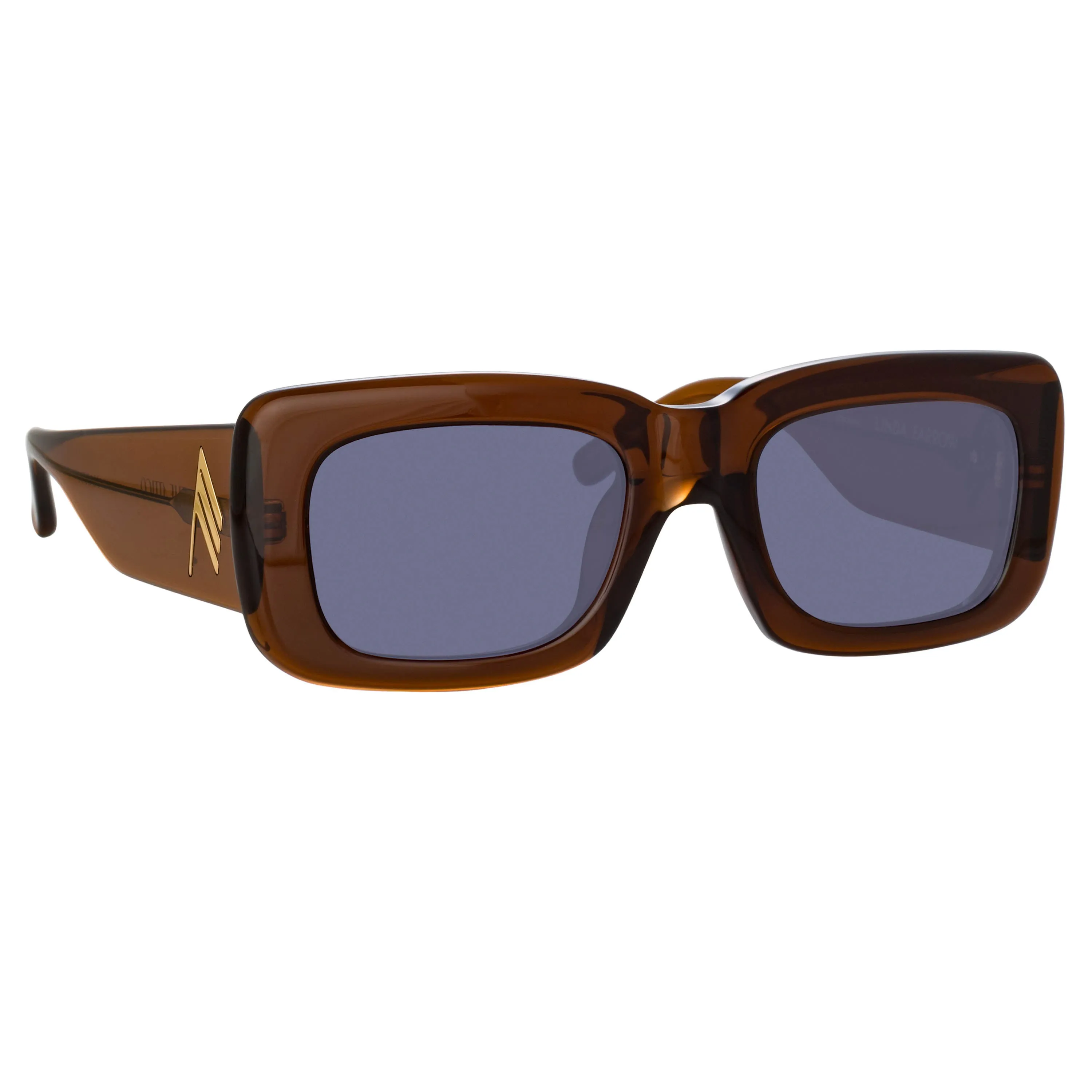 The Attico Marfa Rectangular Sunglasses in Brown sold by Linda Farrow