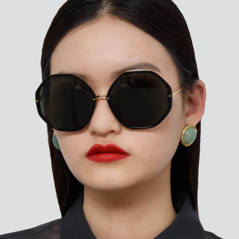 The Alona | Oversized Sunglasses in Black Frame (C1) sold by Linda Farrow
