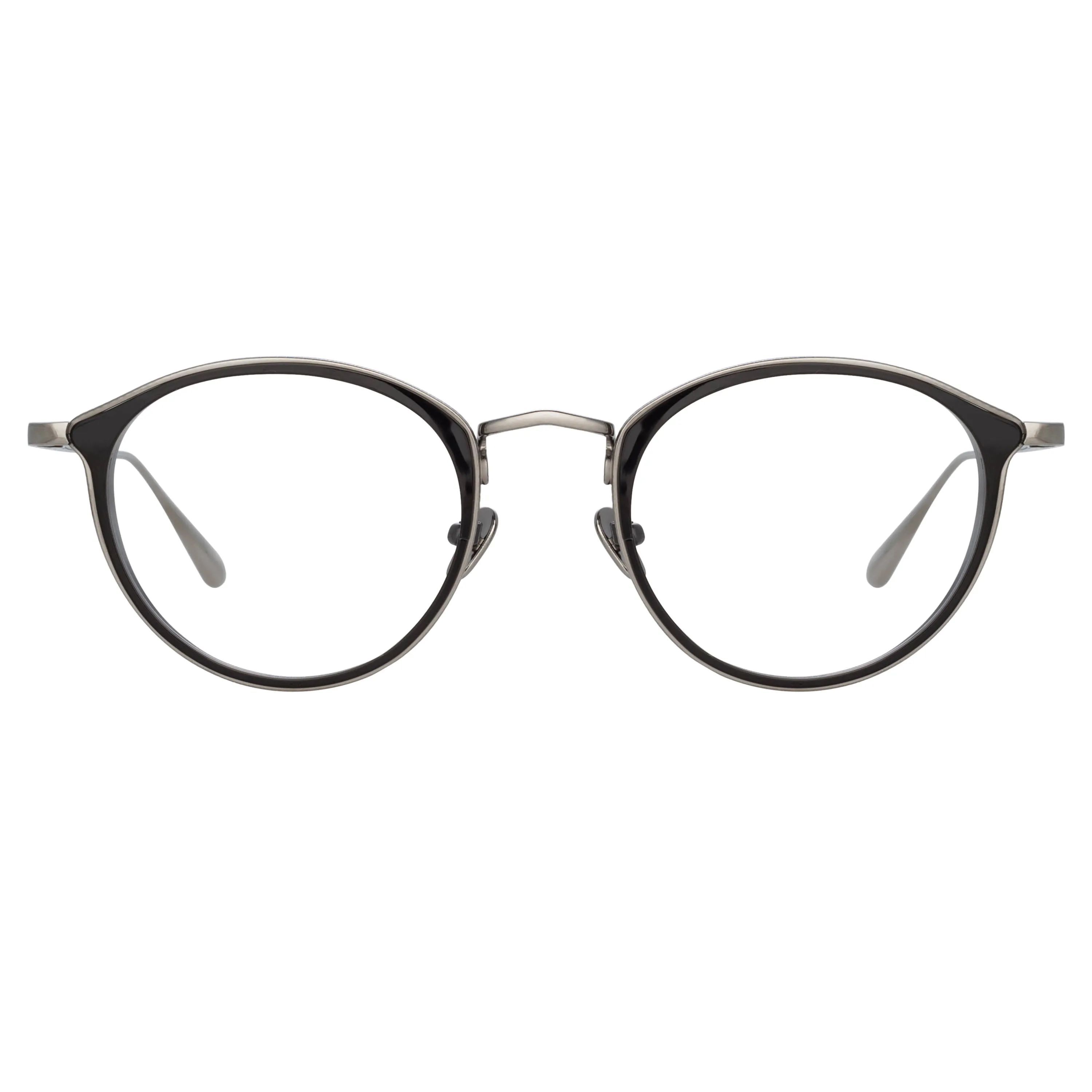 Luis Oval Optical Frame in White Gold and Black sold by Linda Farrow product image thumbnail 2