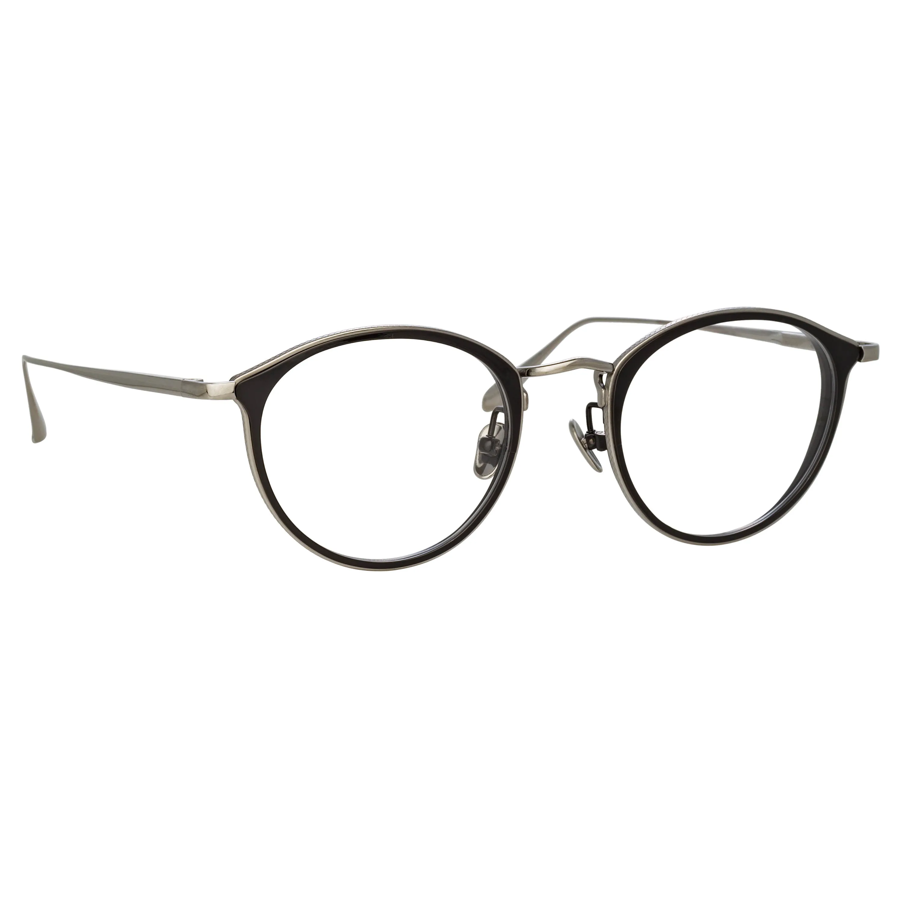 Luis Oval Optical Frame in White Gold and Black sold by Linda Farrow product image thumbnail 3