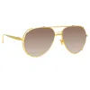 Newman Aviator Sunglasses in Yellow Gold sold by Linda Farrow