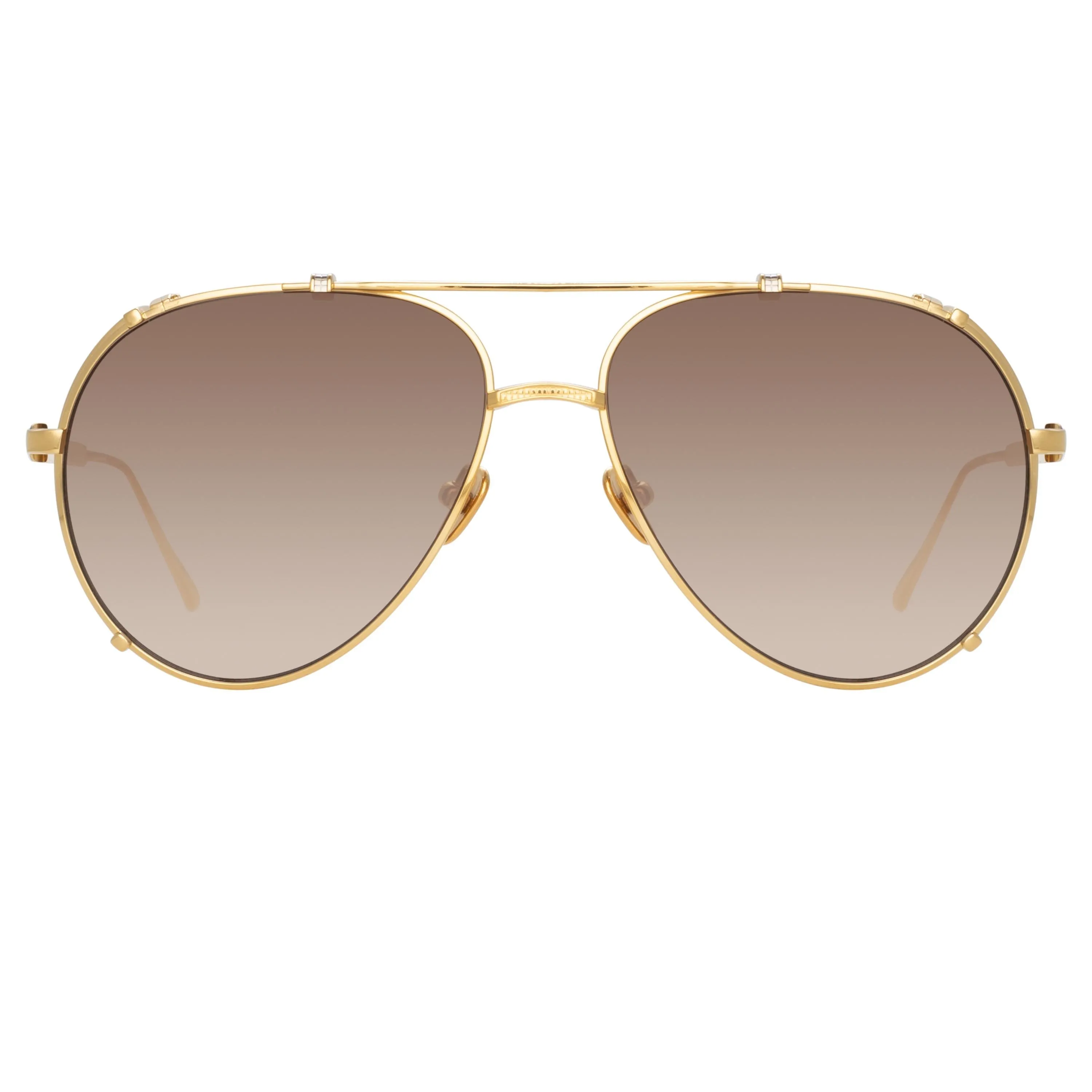 Newman Aviator Sunglasses in Yellow Gold sold by Linda Farrow