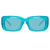 The Attico Marfa Rectangular Sunglasses in Mint sold by Linda Farrow