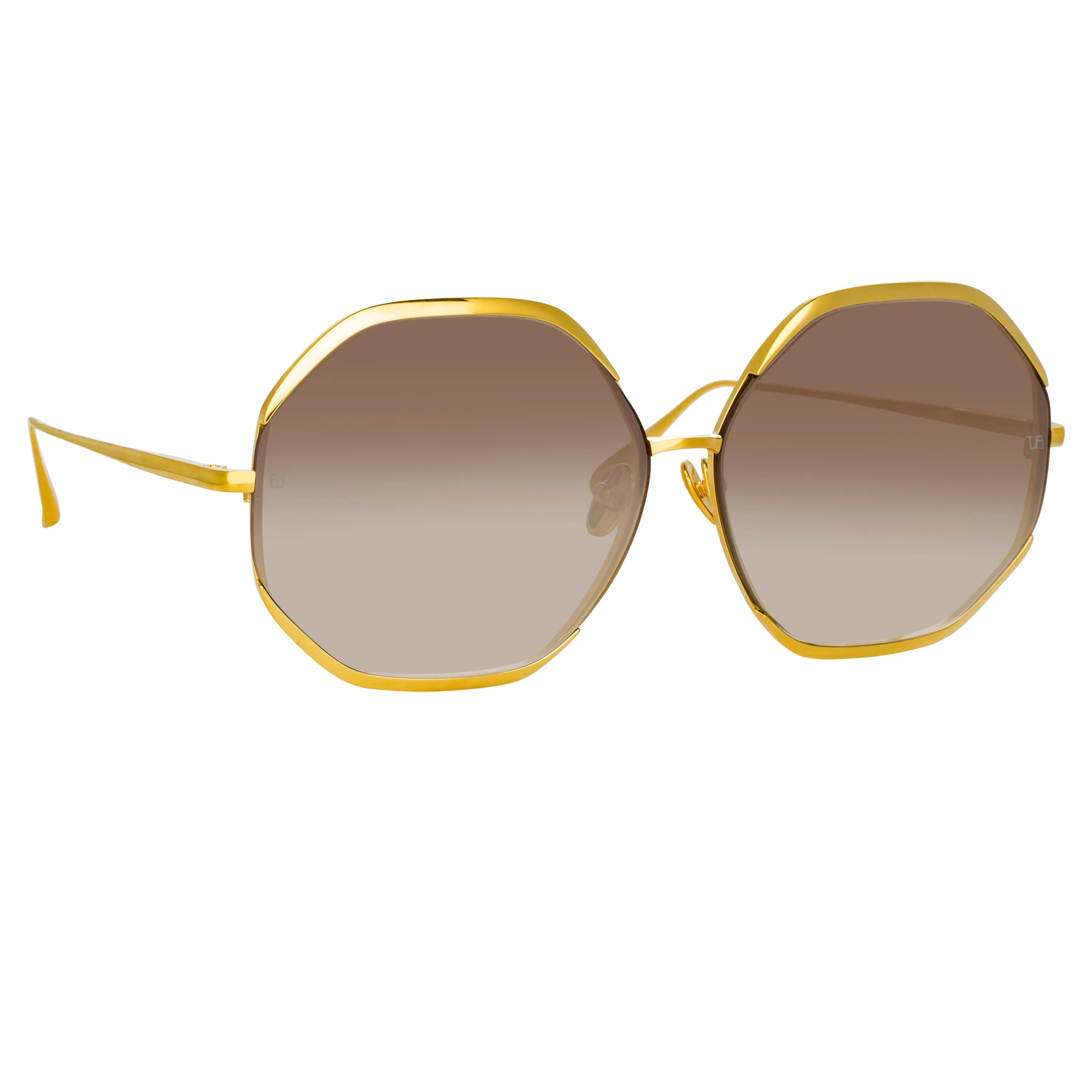 Camila Oversized Sunglasses in Yellow Gold sold by Linda Farrow