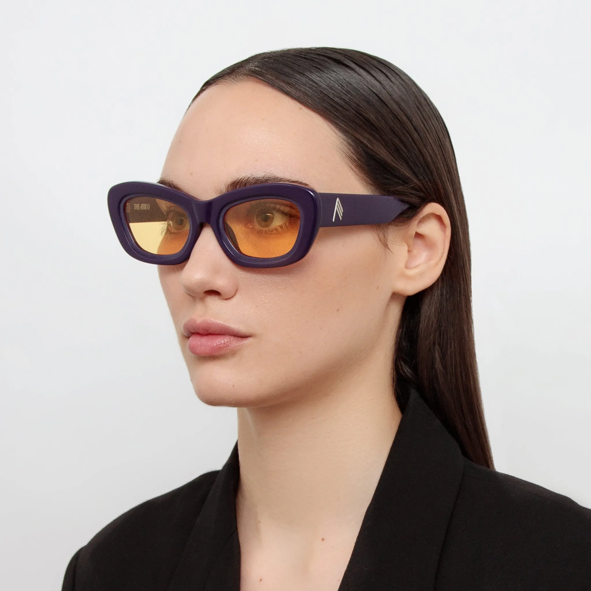 The Attico Rania Cat Eye Sunglasses in Purple sold by Linda Farrow