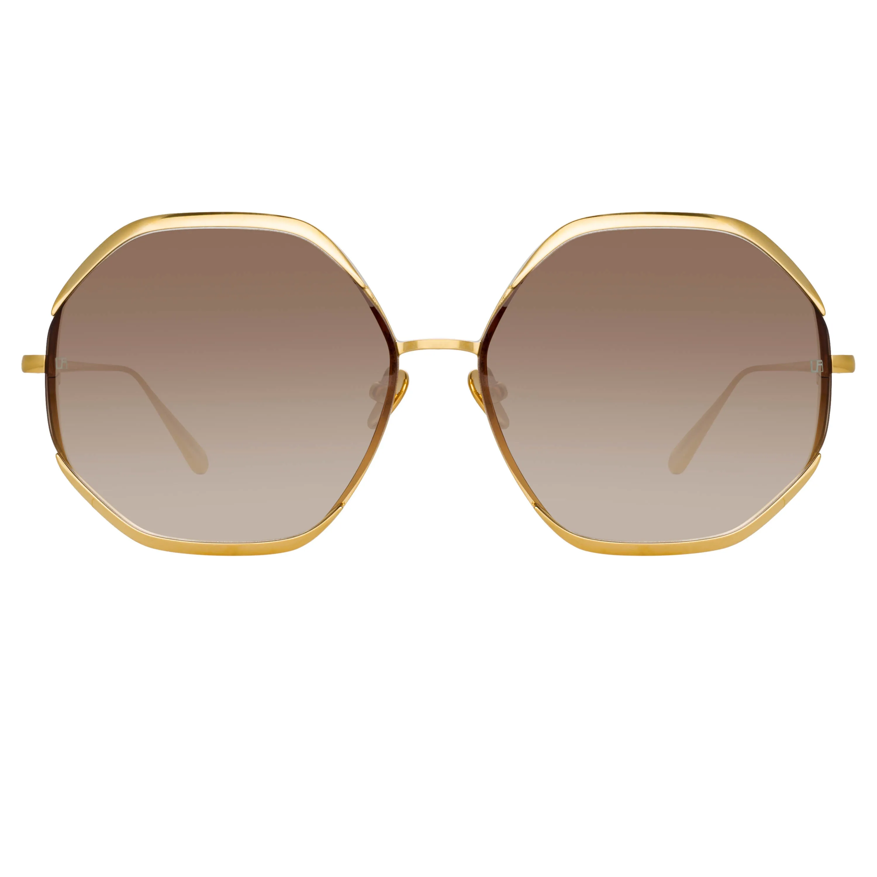 Camila Oversized Sunglasses in Yellow Gold sold by Linda Farrow product image thumbnail 2