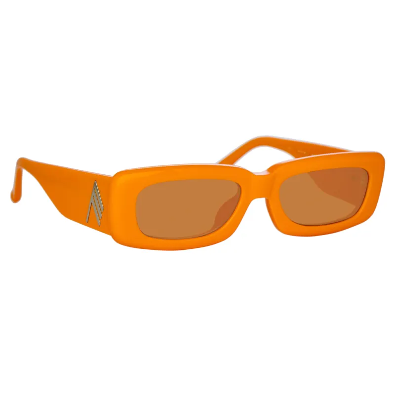 The Attico Mini Marfa Sunglasses in Orange sold by Linda Farrow