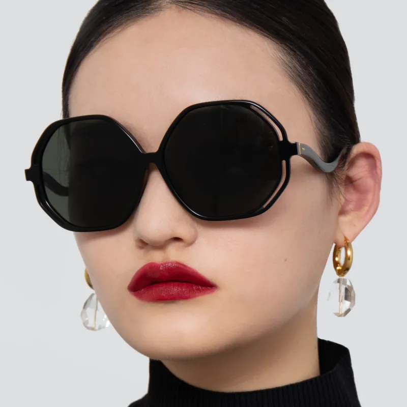 Una Oversized Sunglasses in Black sold by Linda Farrow