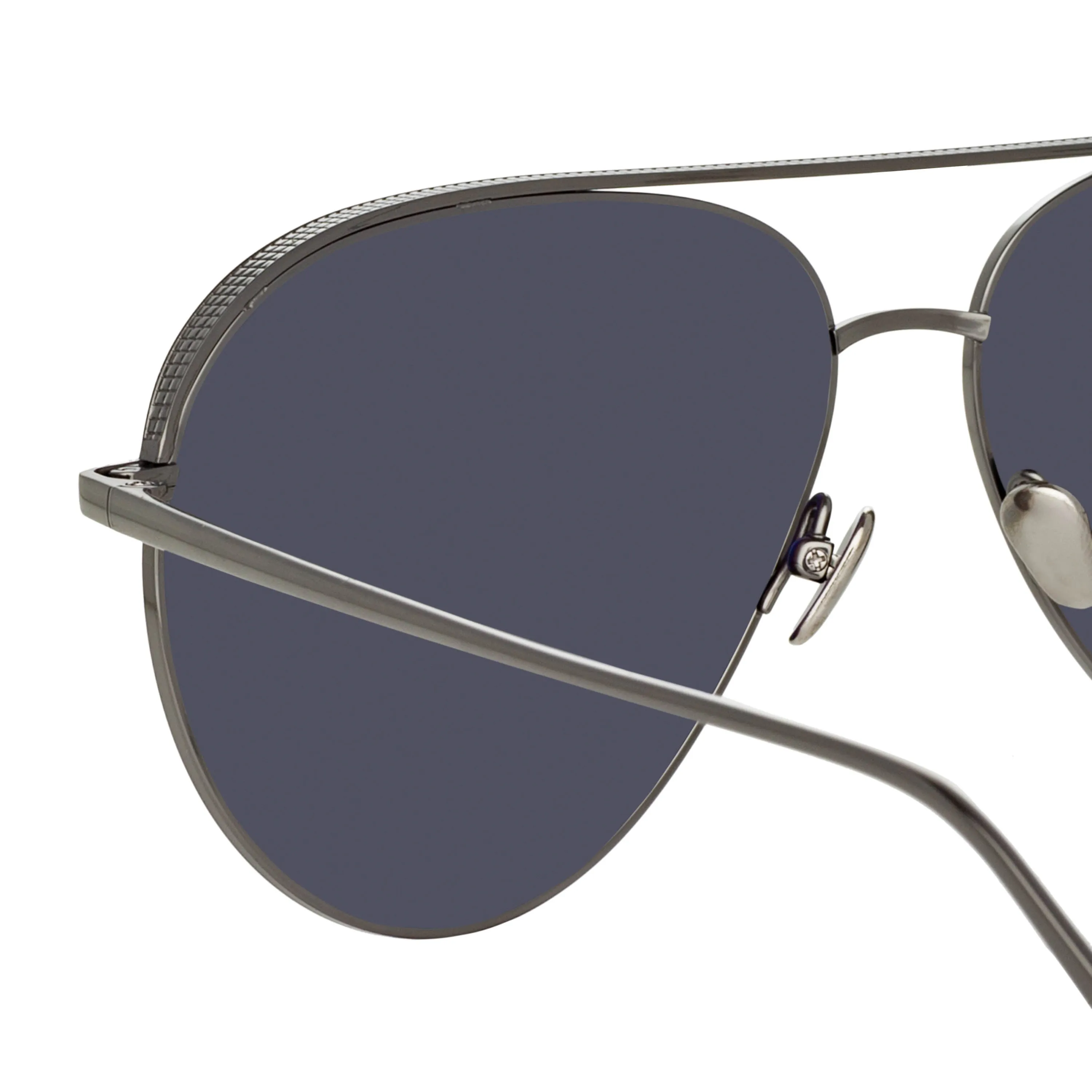Roberts Aviator Sunglasses in Nickel and Grey (Men's) sold by Linda Farrow product image thumbnail 5