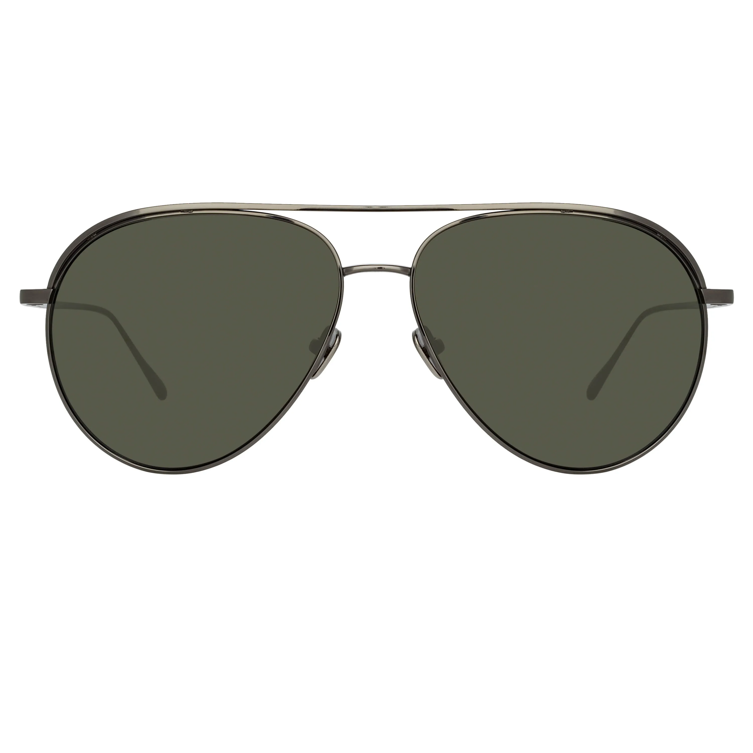 Roberts Aviator Sunglasses in Nickel and Grey (Men's) sold by Linda Farrow product image thumbnail 2