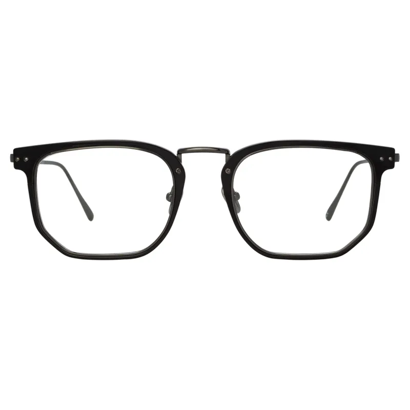 Saul D-Frame Optical Frame in Black and Nickel sold by Linda Farrow