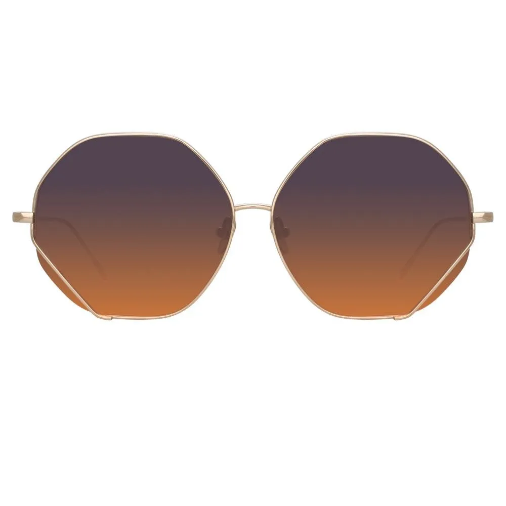 Fawcet Hexagon Sunglasses in Yellow Gold sold by Linda Farrow