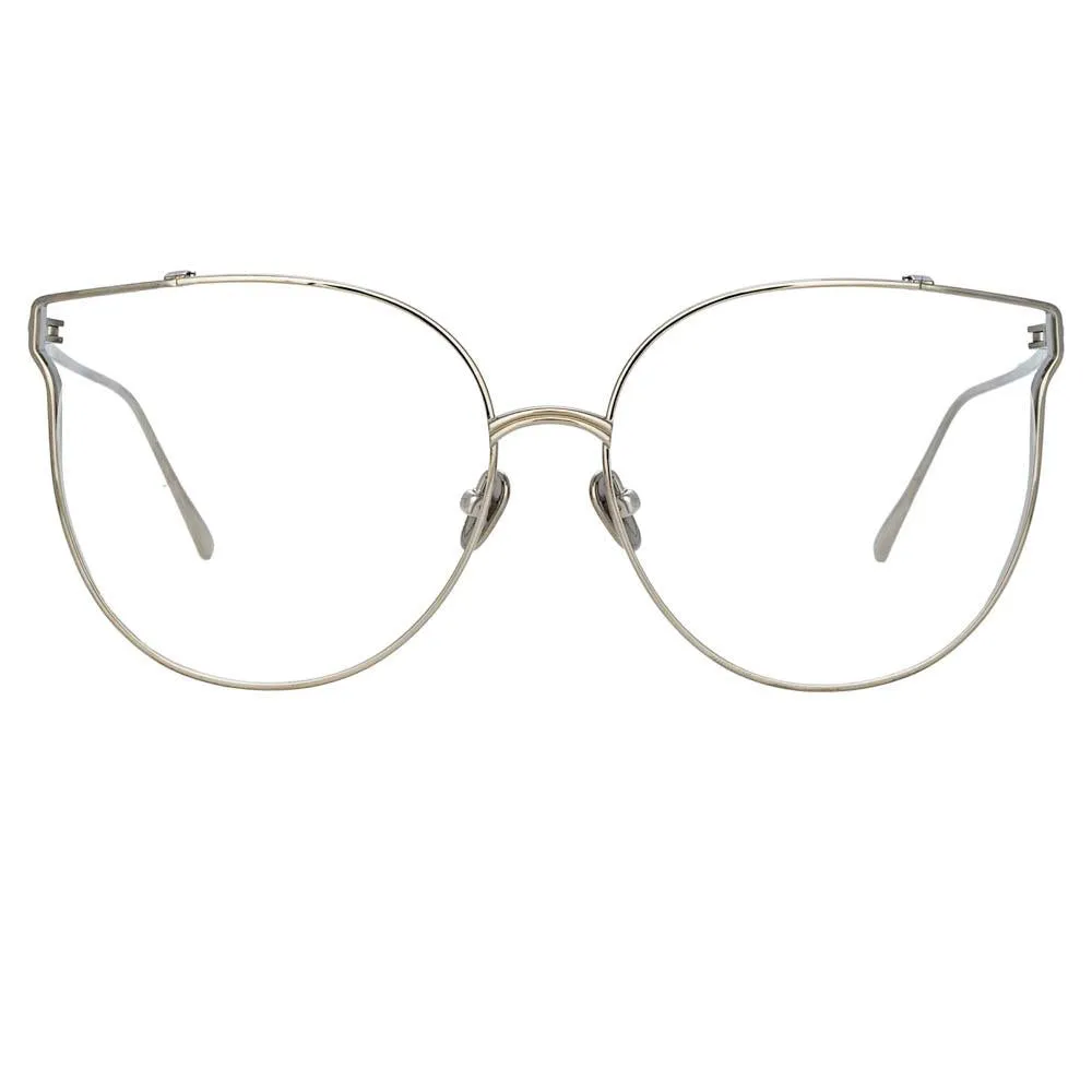 Joanna Oversized Optical Frame in White Gold sold by Linda Farrow