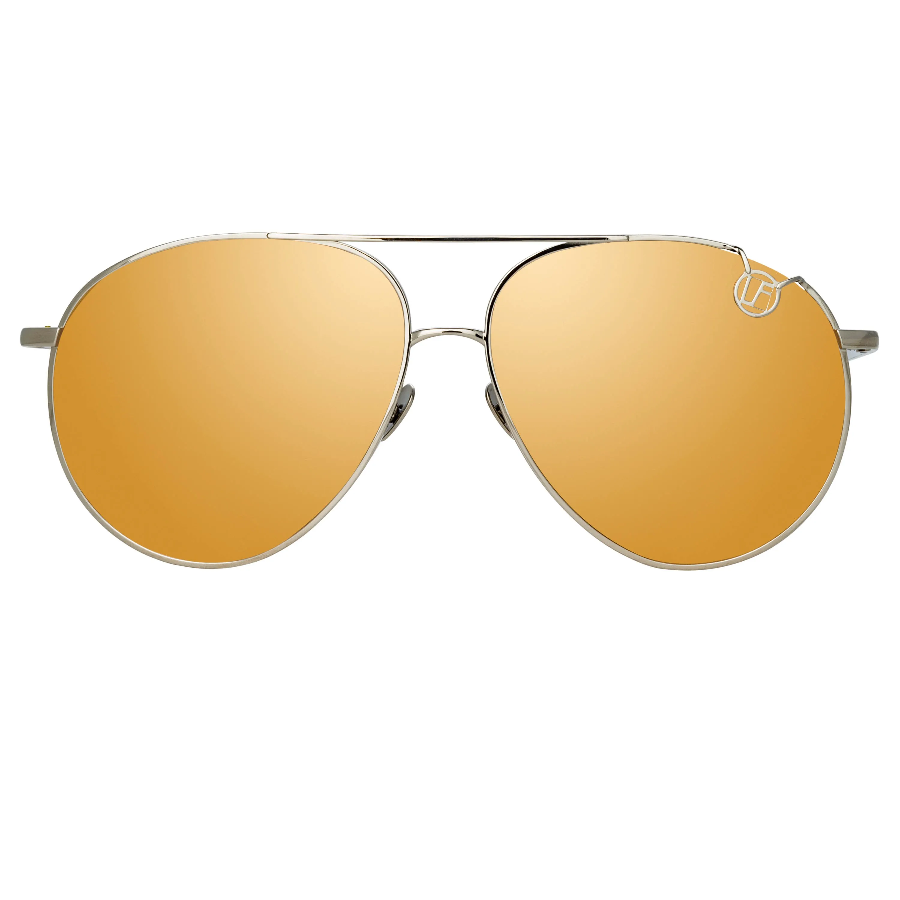 Joni Aviator Sunglasses in White Gold and Rose Gold Lenses sold by Linda Farrow