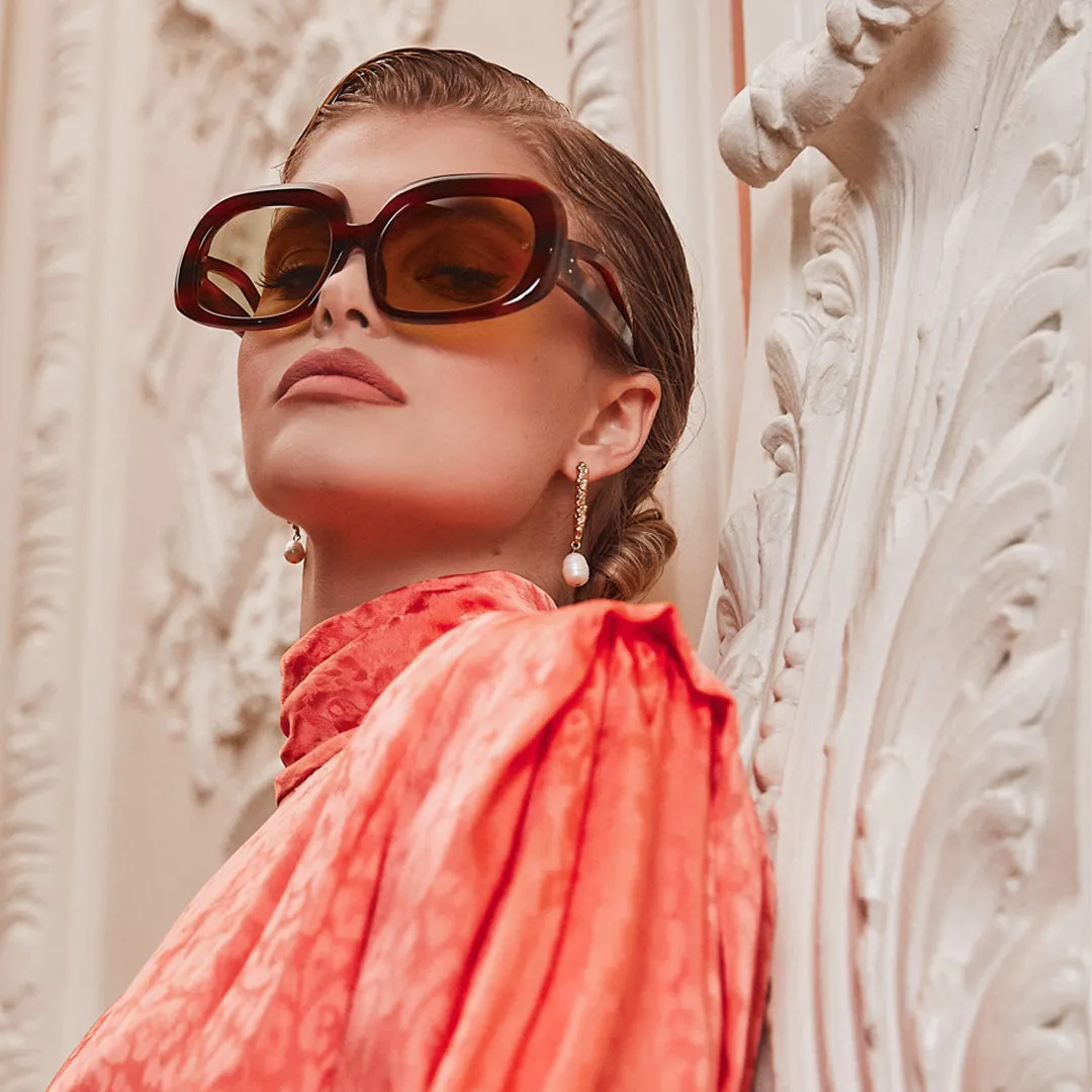 Lea Oversized Sunglasses in Horn sold by Linda Farrow