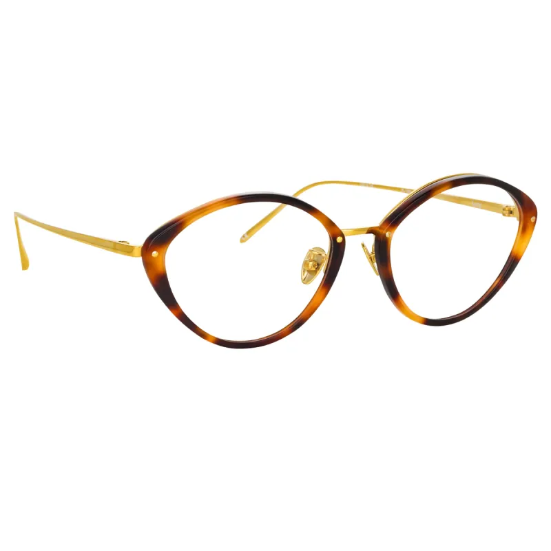 Lucy Cat Eye Optical Frame in Tortoiseshell sold by Linda Farrow