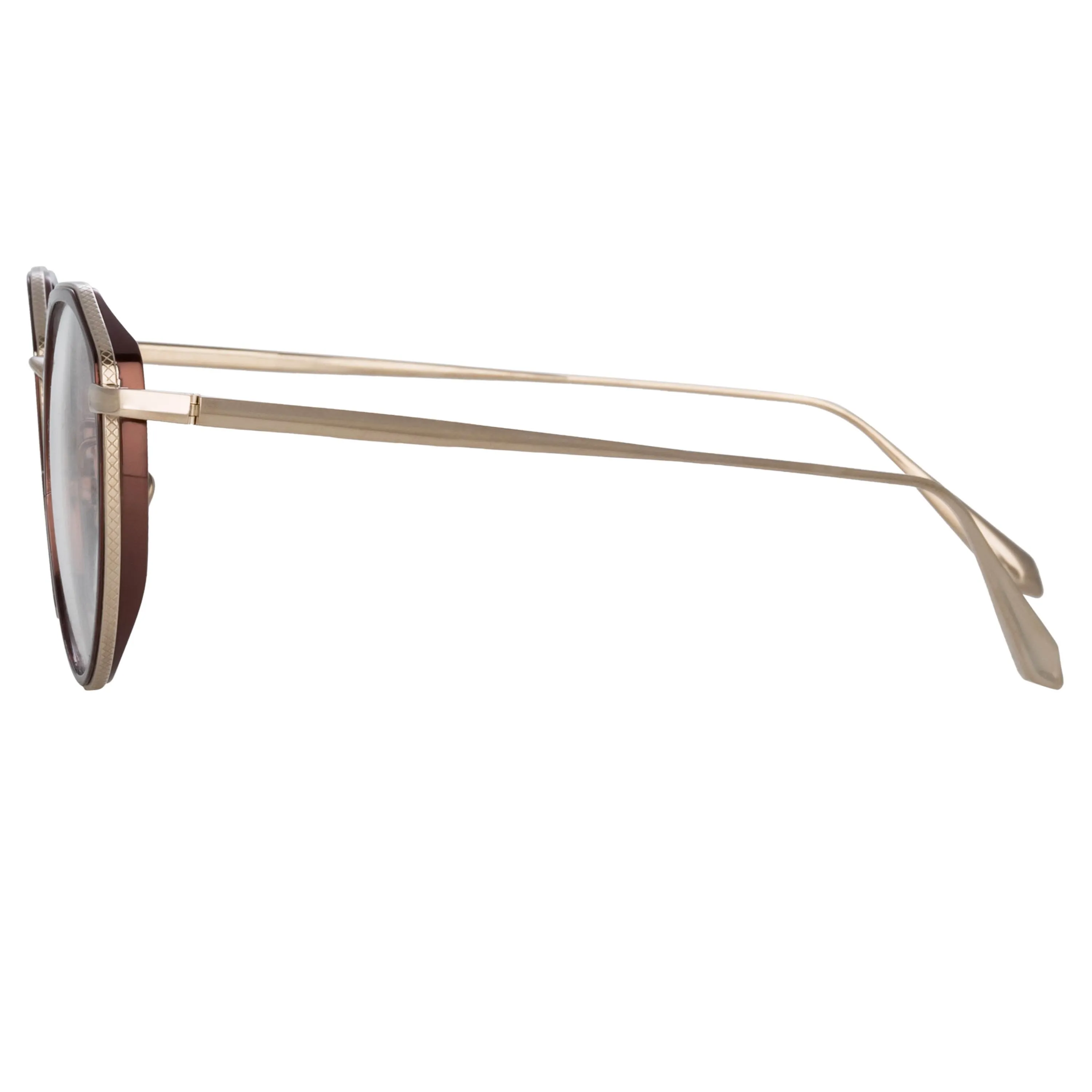 Cesar Angular Optical Frame in Light Gold and Brown sold by Linda Farrow product image thumbnail 4