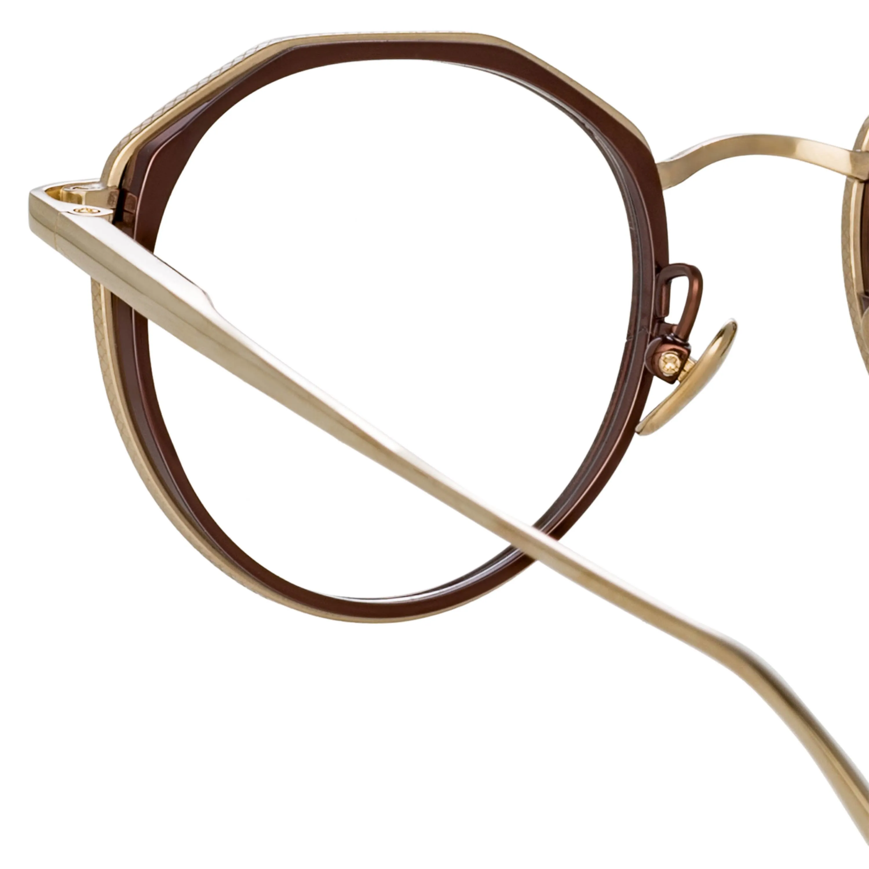 Cesar Angular Optical Frame in Light Gold and Brown sold by Linda Farrow product image thumbnail 5
