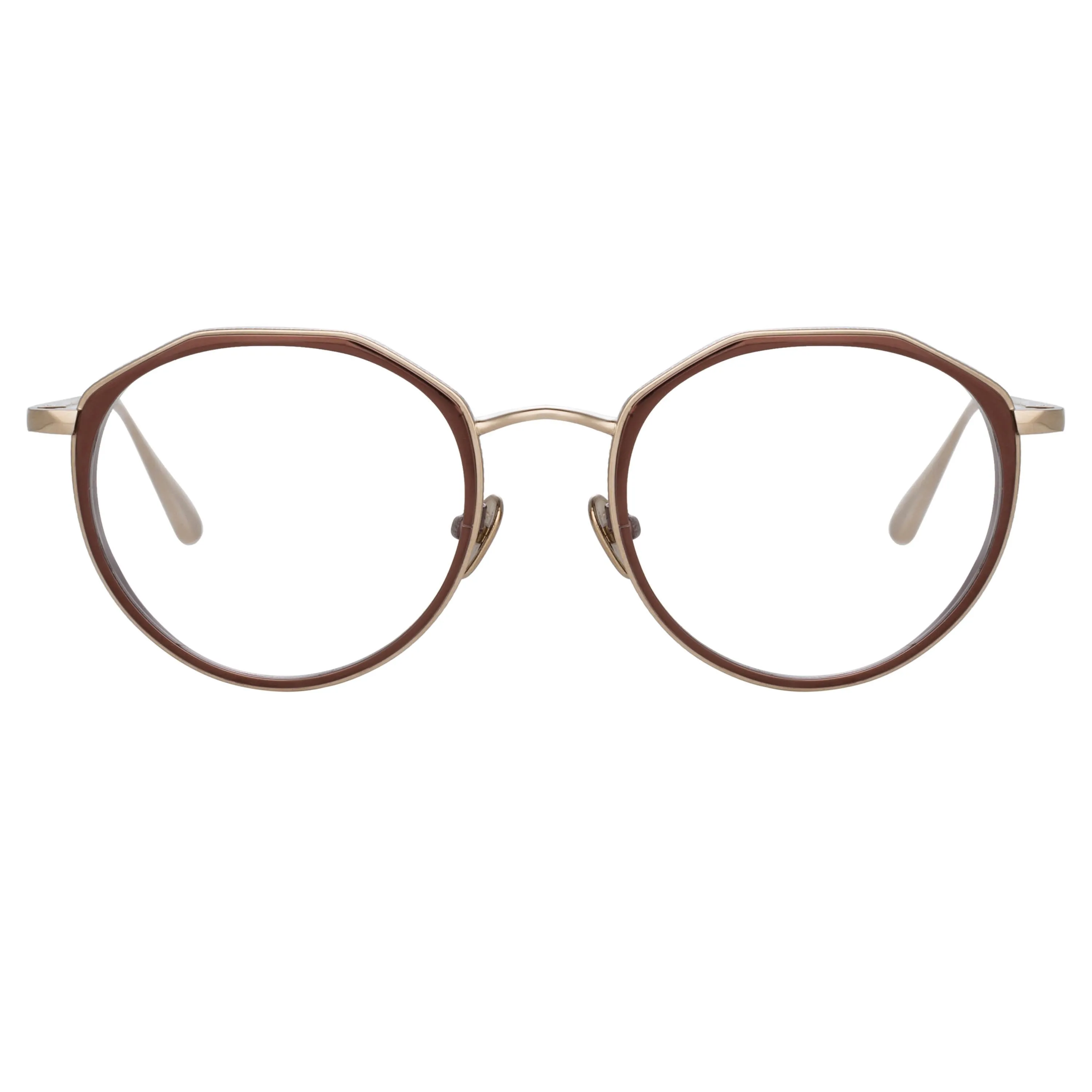 Cesar Angular Optical Frame in Light Gold and Brown sold by Linda Farrow product image thumbnail 2