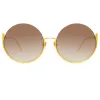 Olivia Round Sunglasses in Yellow Gold sold by Linda Farrow