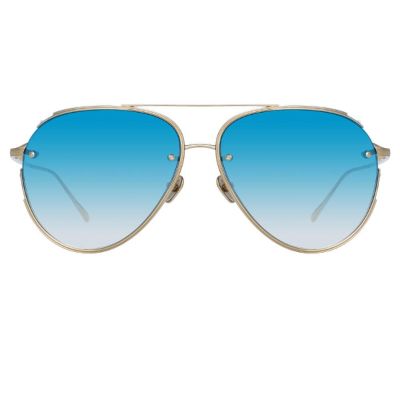 Russo Aviator Sunglasses in Light Gold sold by Linda Farrow