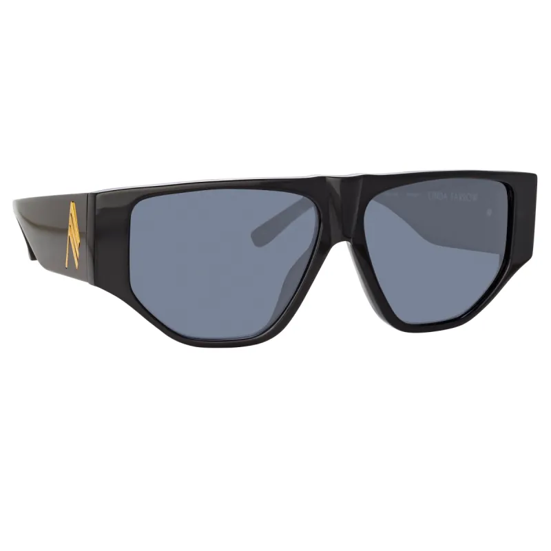 The Attico Ivan Angular Sunglasses in Black sold by Linda Farrow
