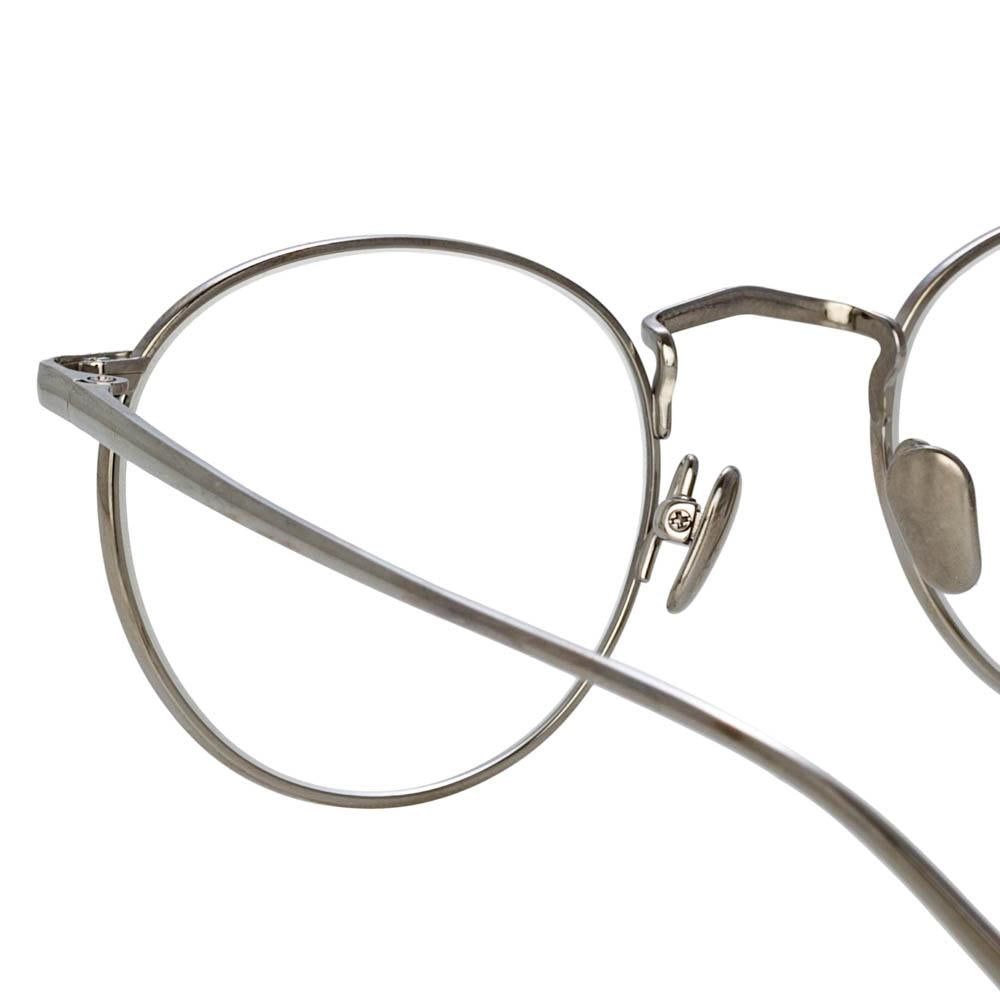 Bronson Oval Optical Frame in White Gold and Silver sold by Linda Farrow product image thumbnail 4