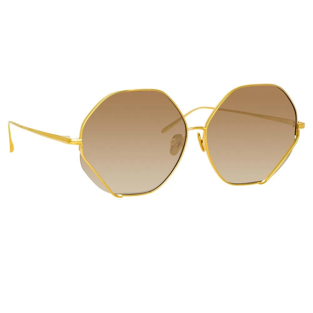 Fawcet Hexagon Sunglasses in Yellow Gold sold by Linda Farrow product image thumbnail 3