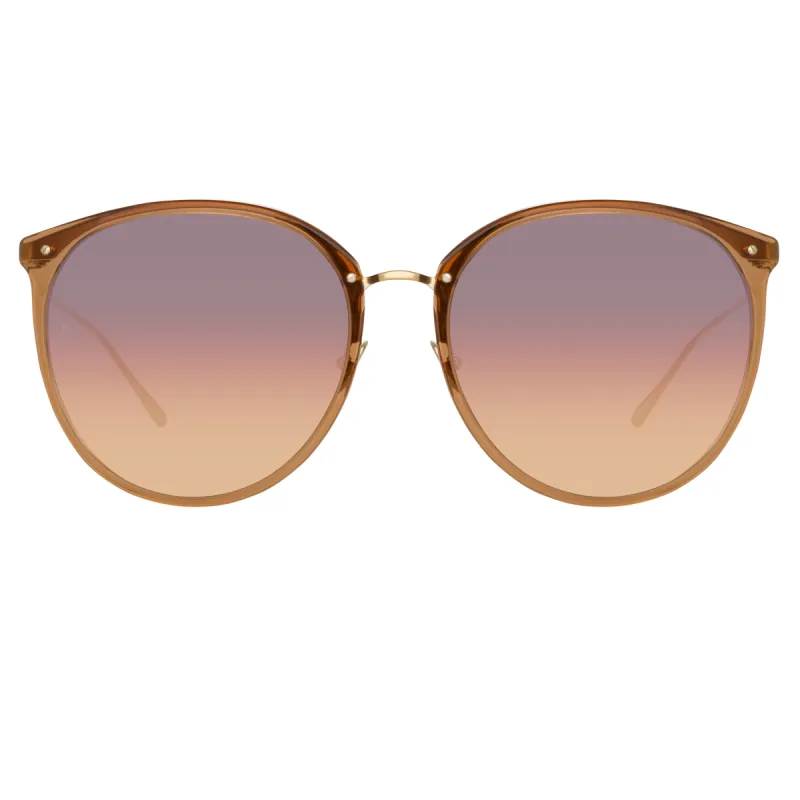 Kings Oversized Sunglasses in Truffle sold by Linda Farrow