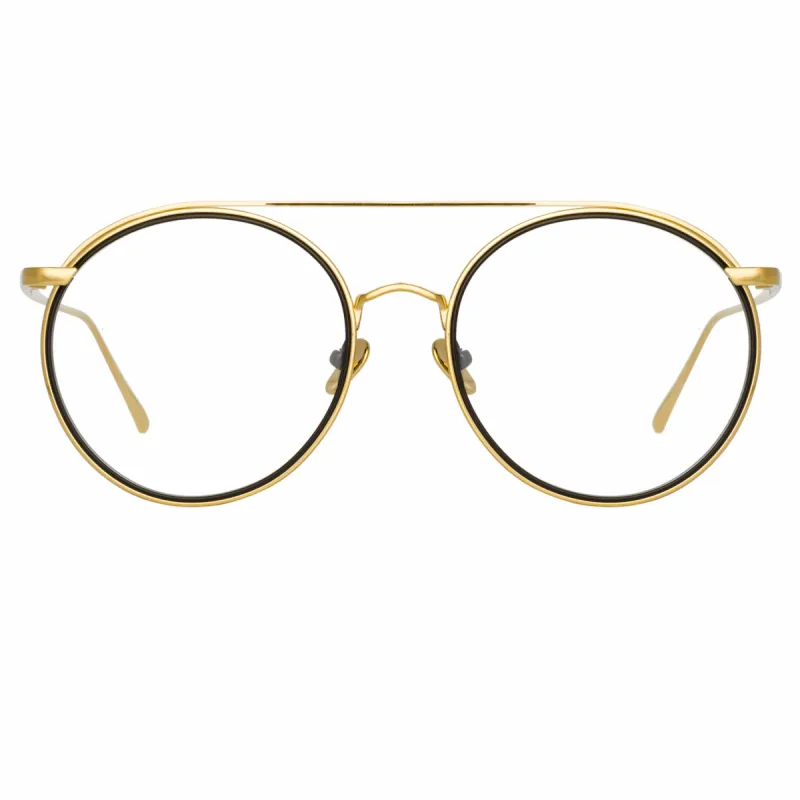 Corey Oval Optical Frame in Yellow Gold sold by Linda Farrow