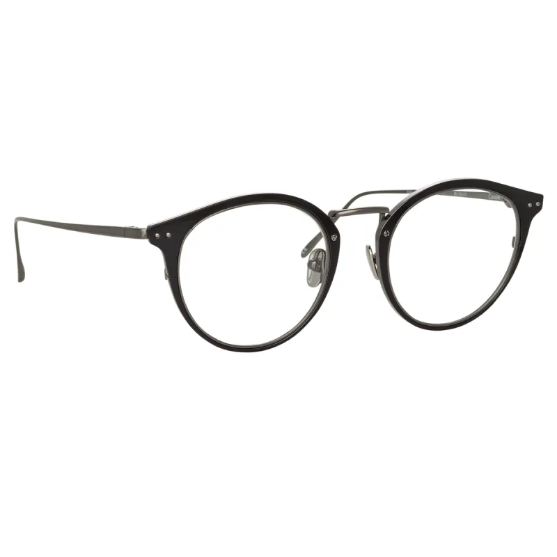 The Cooper | Oval Optical Frame in Black and Nickel (C5) sold by Linda Farrow