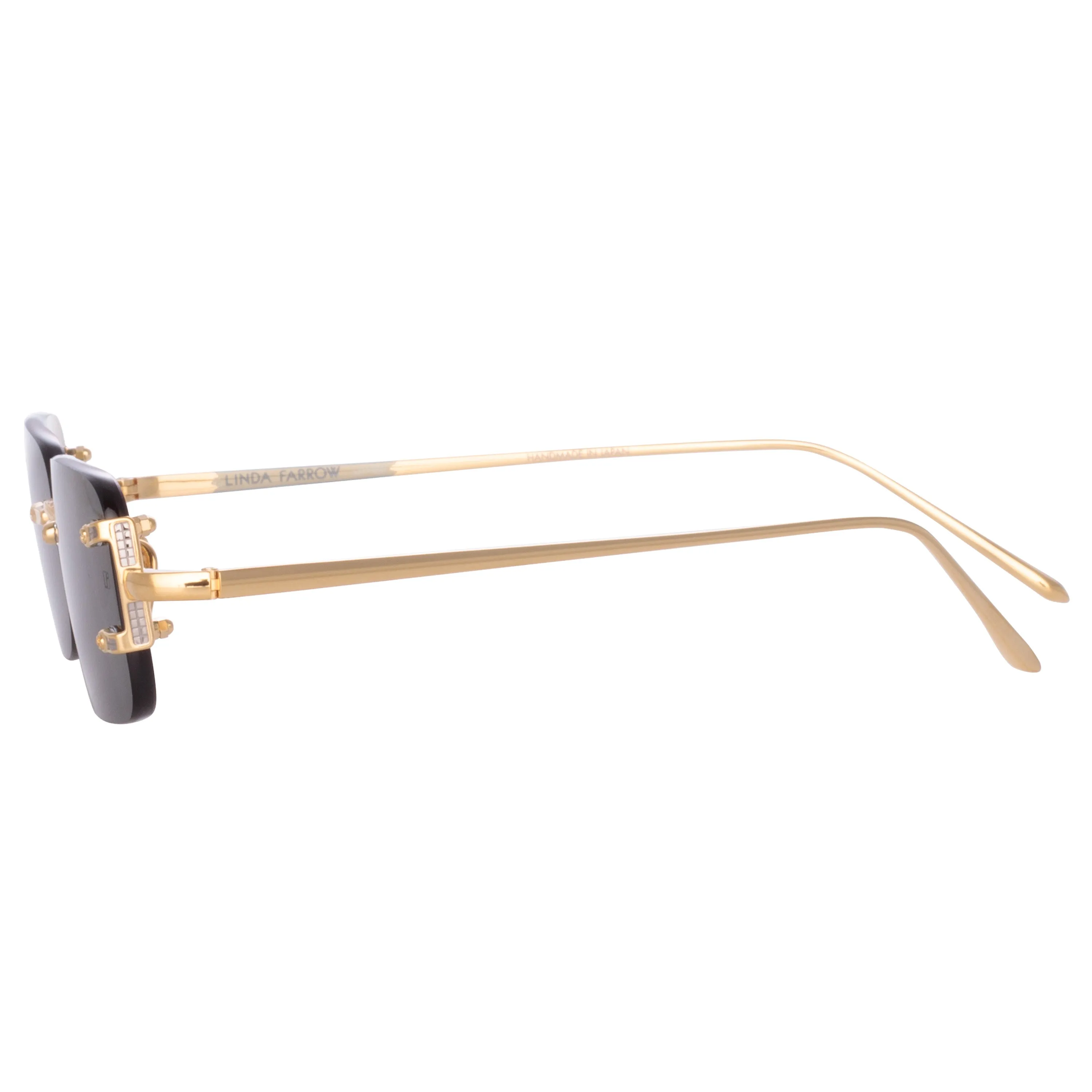 Taylor Rectangular Sunglasses in Yellow Gold and Green sold by Linda Farrow product image thumbnail 3