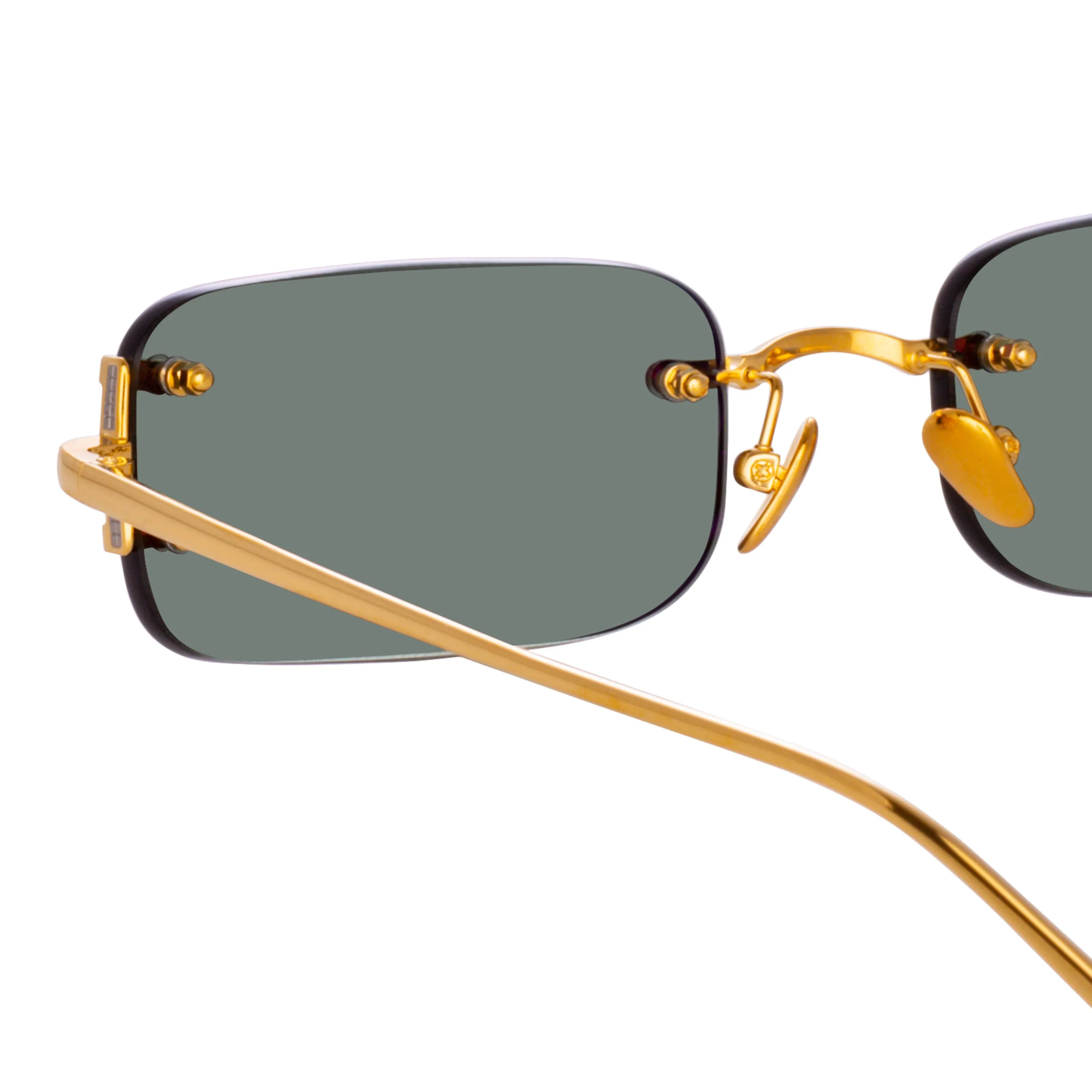 Taylor Rectangular Sunglasses in Yellow Gold and Green sold by Linda Farrow product image thumbnail 4