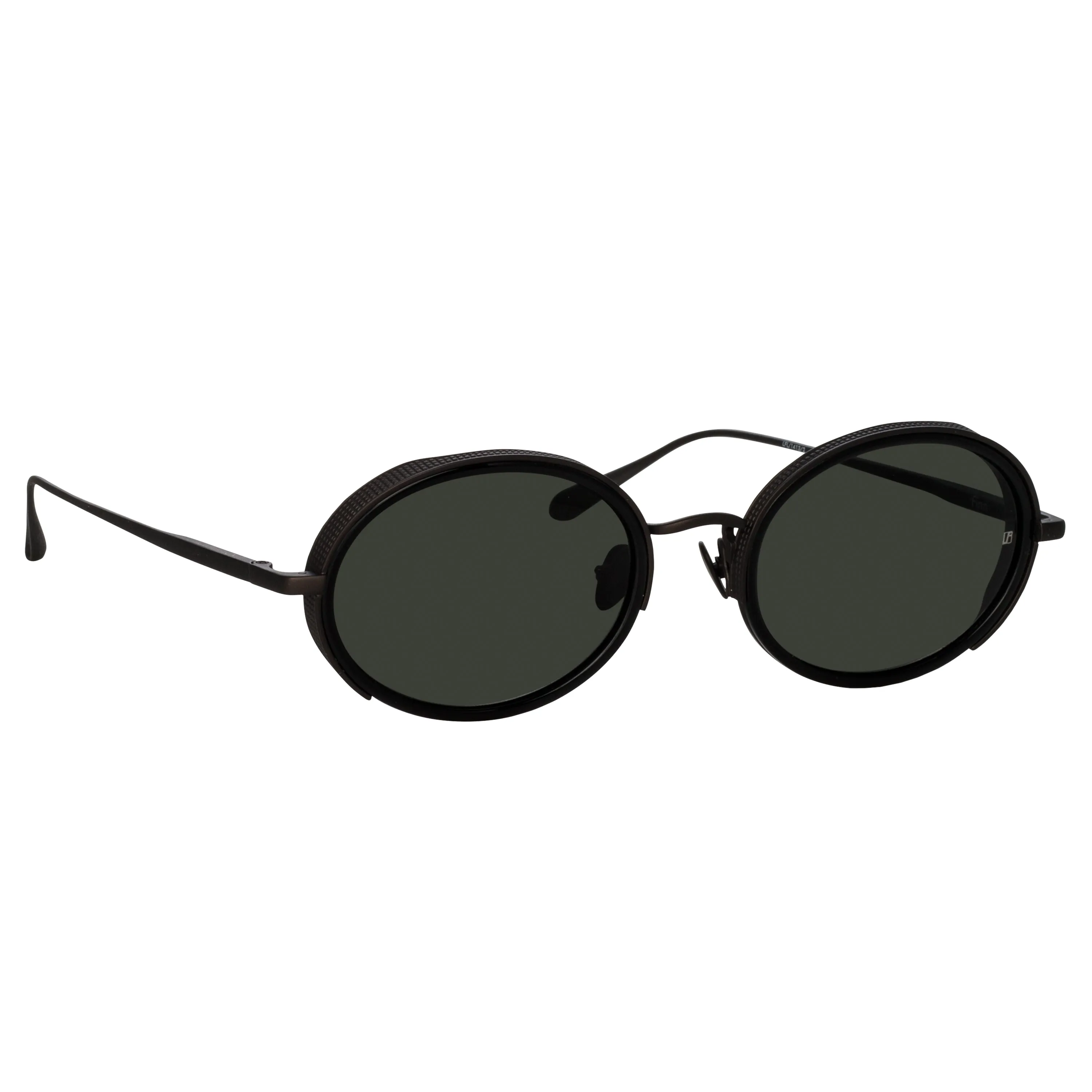 Finn Oval Sunglasses in Nickel sold by Linda Farrow