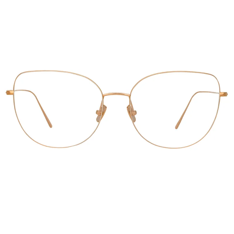 Maya Cat Eye Optical Frame in Rose Gold sold by Linda Farrow