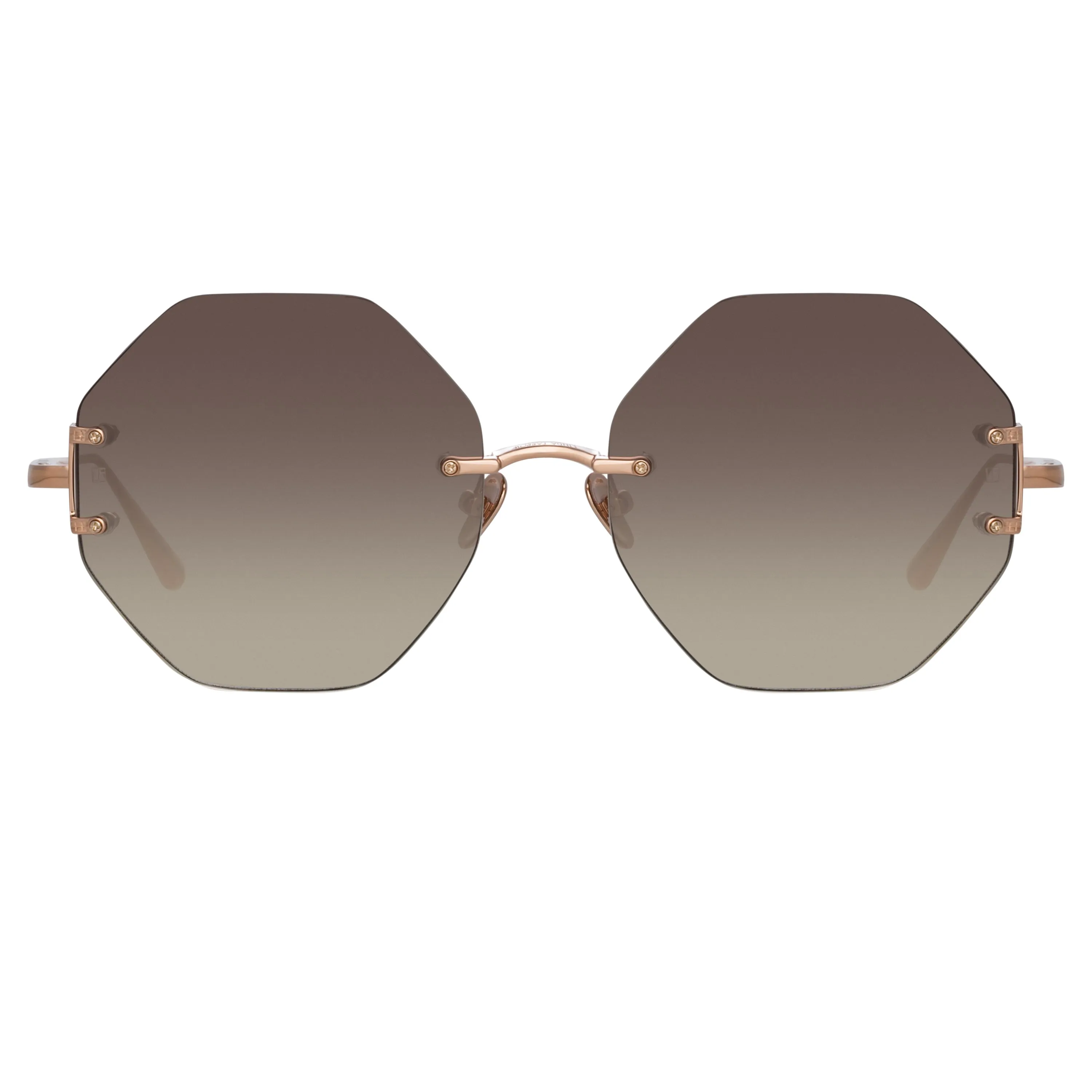 Arua Hexagon Sunglasses in Rose Gold sold by Linda Farrow