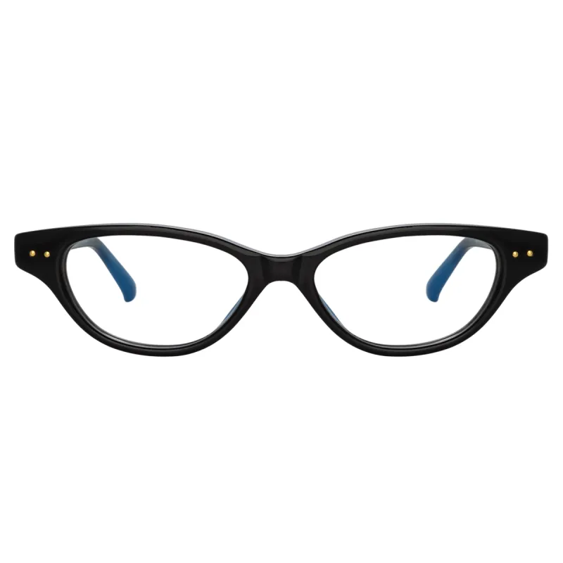 Alessandra Cat Eye Optical Frame in Black sold by Linda Farrow